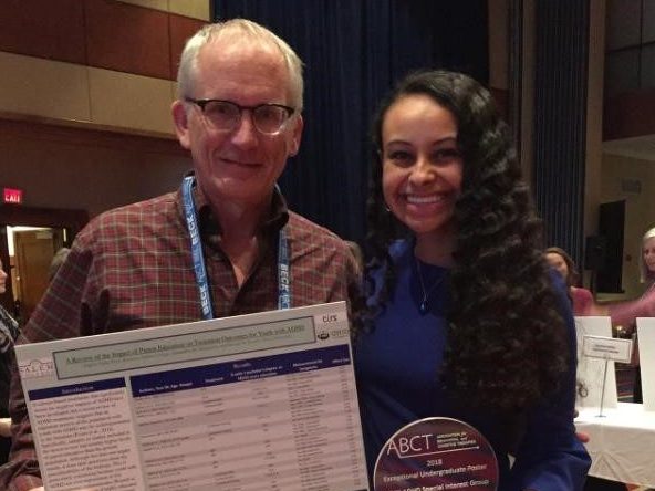 Angela Royo was awarded Exceptional Undergraduate Poster at the annual Association for Behavioral and Cognitive Therapies Meeting/ Pictured with Dr. Evans
